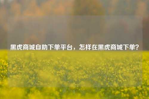 黑虎商城自助下单平台，怎样在黑虎商城下单？