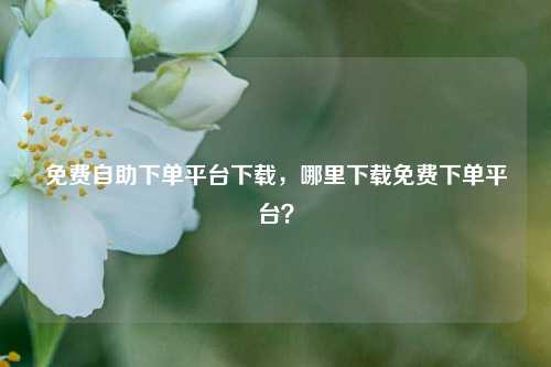 免费自助下单平台下载，哪里下载免费下单平台？