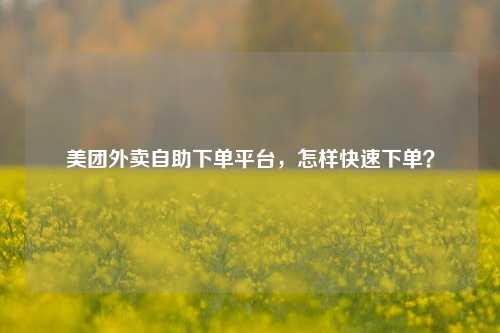 美团外卖自助下单平台，怎样快速下单？
