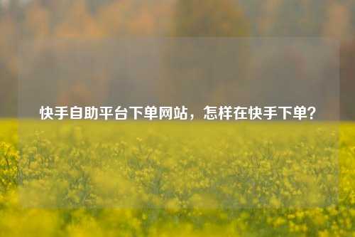 快手自助平台下单网站，怎样在快手下单？